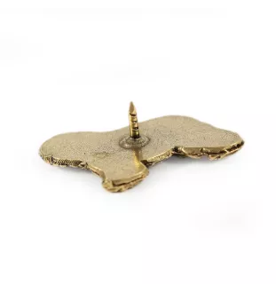 Berger polonais de plaine I - Broche de chien dans une boîte décorative, épingle élégante en plaqué or, épingle de veste de la marque Art-Dog