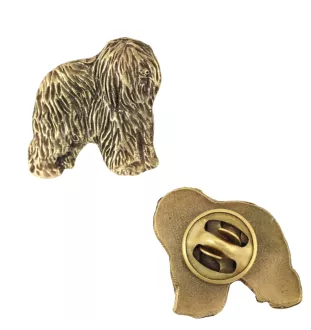 Polnischer Niederungshütehund, PON II - Hundebrosche in dekorativer Box, elegante vergoldete Anstecknadel, Jackenbrosche der Marke Art-Dog