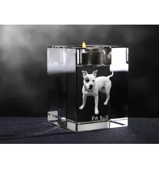 Pitbull, Pit Bull świecznik kryształowy z psem Art-Dog