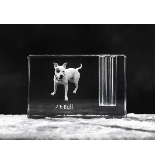 Pitbull, Pit Bull penholder kryształowy z psem Art-Dog