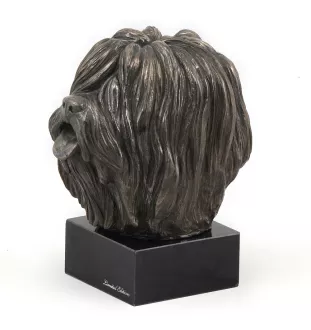 Polnischer Niederungshütehund, PON - Hundestatue, Büste auf Steinsockel, Skulptur, Trophäe für Hundeausstellung der Marke Art-Dog