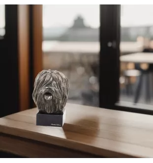 Berger polonais de plaine - Statue de chien, buste sur socle en pierre, sculpture, trophée pour exposition canine par la marque Art-Dog