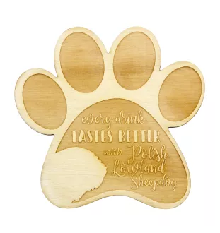 Polnischer Niederungshütehund, PON - Tasse Untersetzer, graviert Untersetzer mit Hund, Geschenk für Hundeliebhaber von Art-Dog Marke