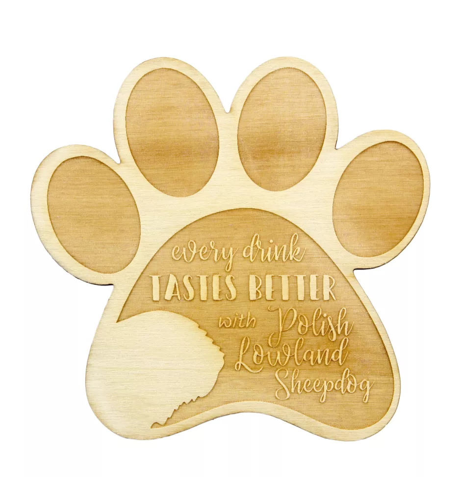 Polnischer Niederungshütehund, PON - Tasse Untersetzer, graviert Untersetzer mit Hund, Geschenk für Hundeliebhaber von Art-Dog Marke