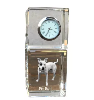 Pit Bull, American Pit Bull Terrier, Pitbull, APBT - montre en cristal avec photo, photo de chien dans un cristal, horloge de bureau personnalisée de la marque Art-Dog