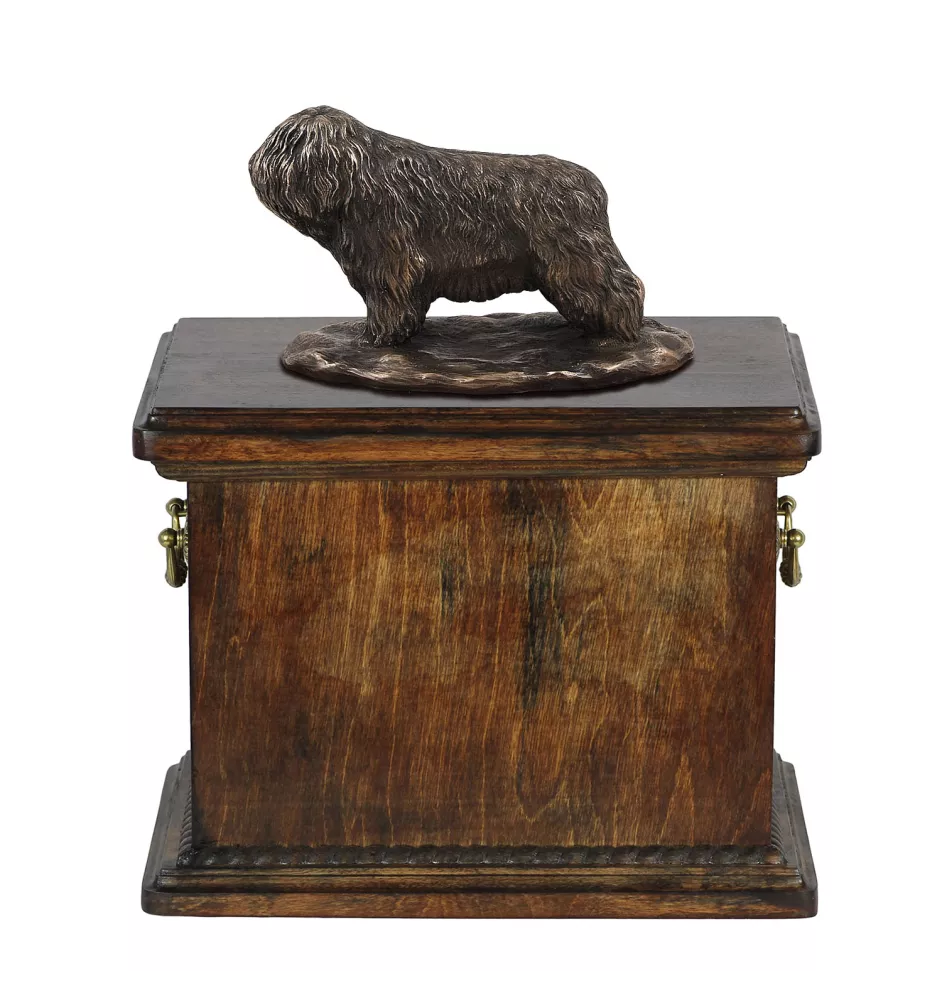 Polski owczarek nizinny urna ze statuetką drewniana Art-Dog