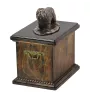 Polnischer Niederungshütehund, PON eine Urne für die Asche des Hundes, eine Urne mit einer Statue, eine elegante Urne im klassischen Stil der Marke Art-Dog
