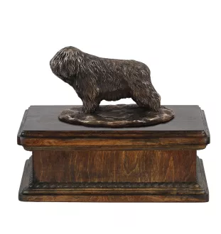 Polish Lowland Sheepdog, PON, Valee Sheepdog - urn for dog ashes, classic urn with a statuette, elegant urn with a dog by Art-Dog brand