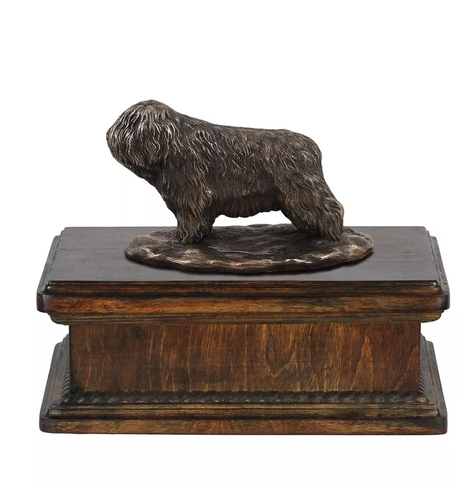 Polish Lowland Sheepdog, PON, Valee Sheepdog - urn for dog ashes, classic urn with a statuette, elegant urn with a dog by Art-Dog brand