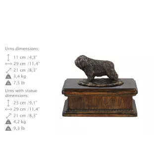 Polish Lowland Sheepdog, PON, Valee Sheepdog - urn for dog ashes, classic urn with a statuette, elegant urn with a dog by Art-Dog brand