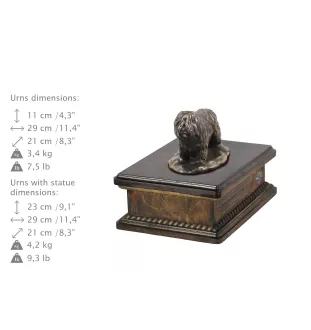 Polish Lowland Sheepdog, PON, Valee Sheepdog - urn for dog ashes, personalized urn with a statue, wooden urn with a dog by Art-Dog brand