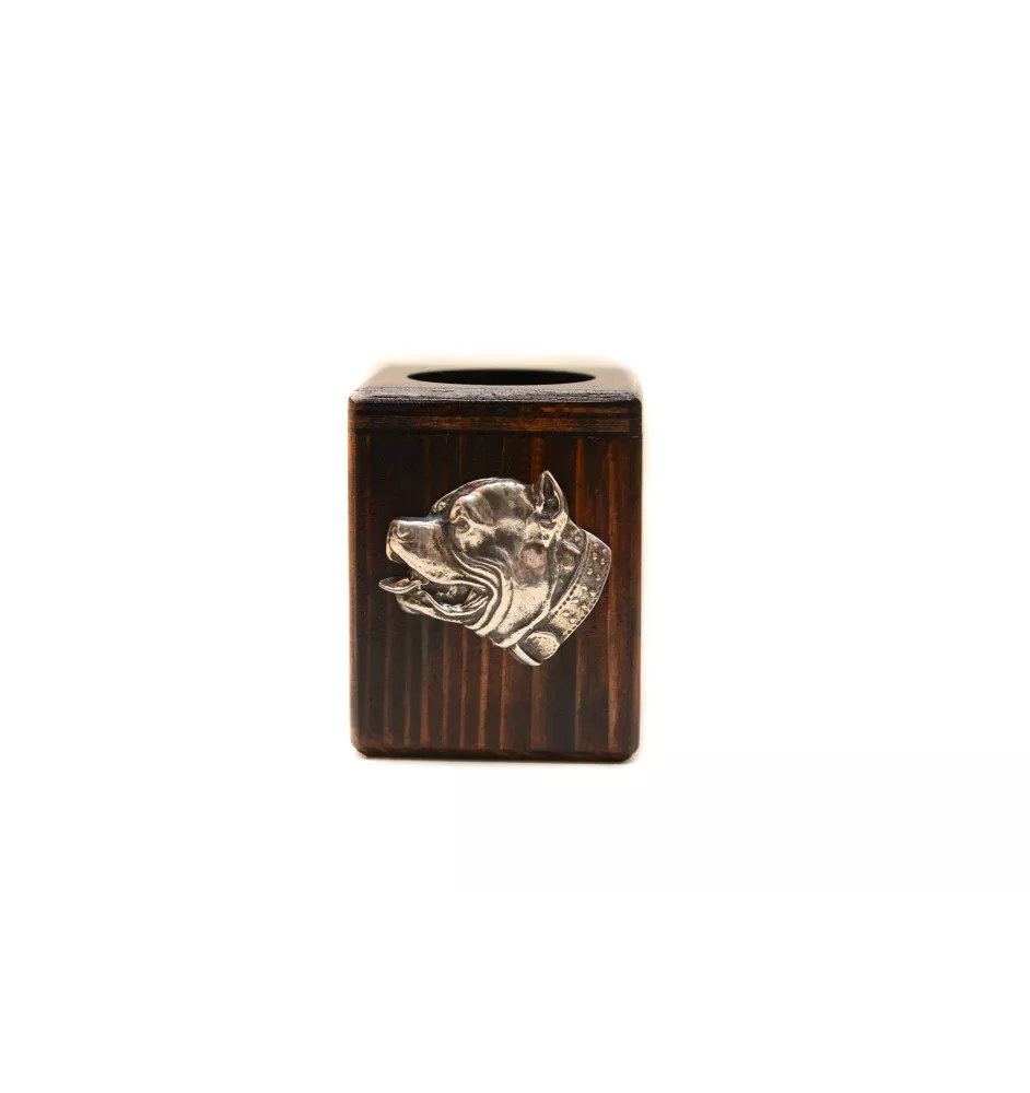 Pit Bull, American Pit Bull Terrier, Pitbull, APBT - Holzkerzenständer mit Hund, einzigartiges Andenken an den Verlust eines Hundes, Handwerkskunst der Marke Art-Dog
