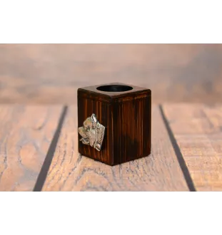 Pit Bull, American Pit Bull Terrier, Pitbull Terrier, APBT - wooden candle holder with a dog, a unique souvenir after losing a dog, a handicraft from the Art-Dog brand