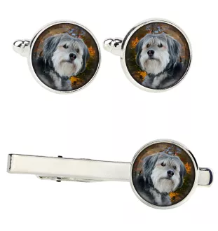 Polish Lowland Sheepdog, PON, Valee Sheepdog - cufflinks and tie with your photo, a suit decoration, men's jewelry from the Art-Dog brand.