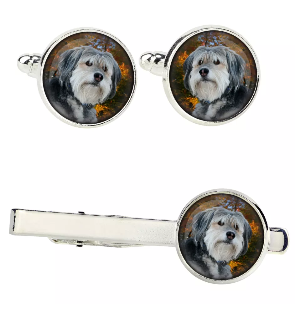 Polish Lowland Sheepdog, PON, Valee Sheepdog - cufflinks and tie with your photo, a suit decoration, men's jewelry from the Art-Dog brand.