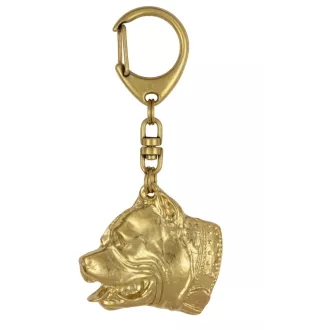 Pit Bull, American Pit Bull Terrier, Pitbull, APBT - Schlüsselanhänger und Halskette mit Hund in einer Box, vergoldetes Produkt von hoher Qualität, Marke Art-Dog