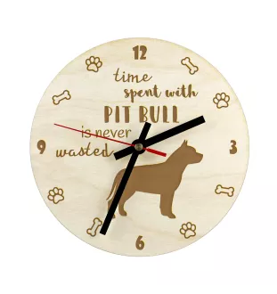 Pit Bull, American Pit Bull Terrier, Pitbull, APBT - Hundeuhr, Holzuhr, Wanduhr für Hundefreunde, Tisch- und Regaluhr, Art-Dog