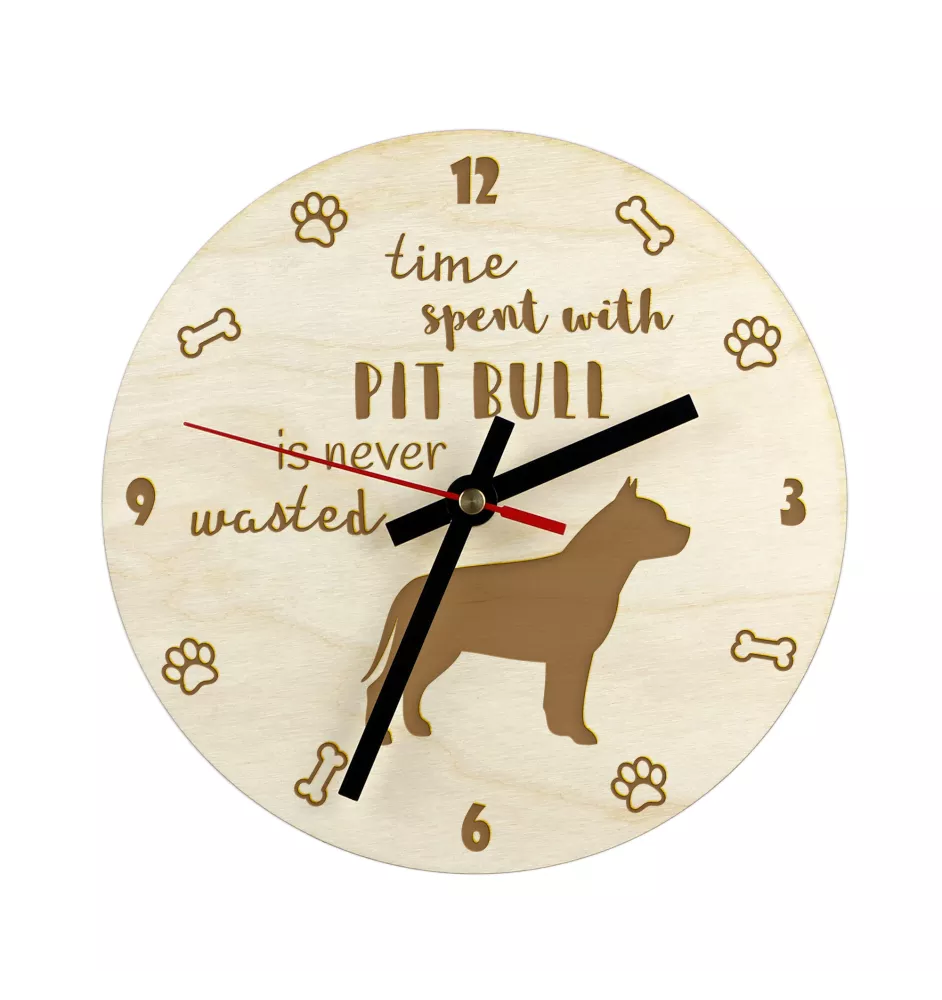 Pit Bull, American Pit Bull Terrier, Pitbull, APBT - Hundeuhr, Holzuhr, Wanduhr für Hundefreunde, Tisch- und Regaluhr, Art-Dog