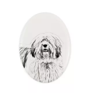 Polish Lowland Sheepdog, PON, Valee Sheepdog - commemorative plaque with a photo of a dog, tombstone with a print, personalized oval plaque from the Art-Dog brand