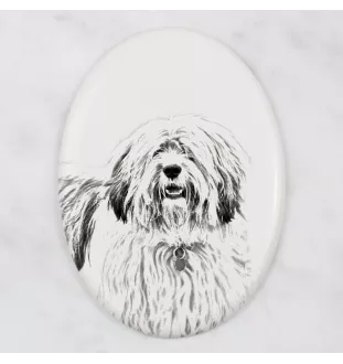 Polnischer Niederungshütehund, PON - Gedenktafel mit einem Foto eines Hundes, Grabplatte mit Druck, personalisierte ovale Platte der Marke Art-Dog