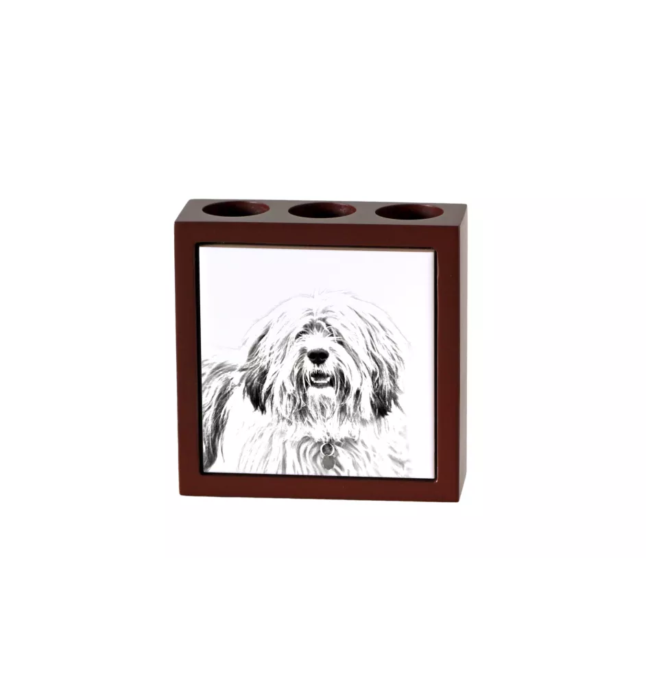 Polnischer Niederungshütehund, PON - Stifthalter mit Hund, Schreibtischorganizer mit Aufdruck, personalisierte Schreibtischdekoration der Marke Art-Dog