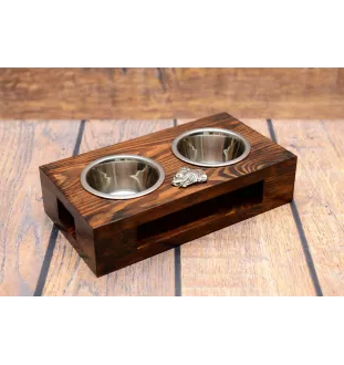 Pit Bull, American Pit Bull Terrier, Pitbull, APBT - support en bois avec des bols pour chien, bols pour chien en acier, cadeau pour l'adoption d'un chien de la marque Art-Dog