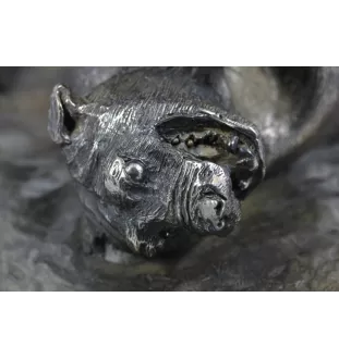 Walka Pit Bull statuetka na białym drewnie Art-Dog