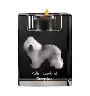 Polski owczarek nizinny świecznik kryształowy z psem Art-Dog