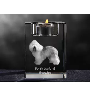 Berger polonais de plaine - Bougeoir avec photo de chien, porte bougie en cristal, cadeau personnalisé par la marque Art-Dog