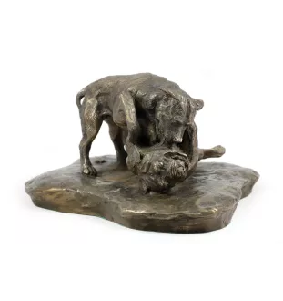 Walka Pit Bull statuetka na jasnym kamieniu Art-Dog