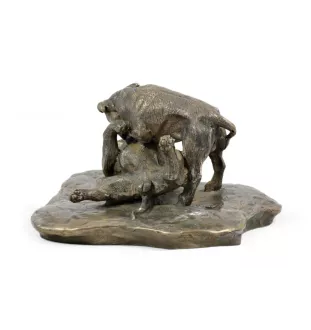 Combat de Pit Bull - une statuette de chien, une figurine en marbre blanc, un trophée pour l'exposition de chiens de la marque Art-Dog