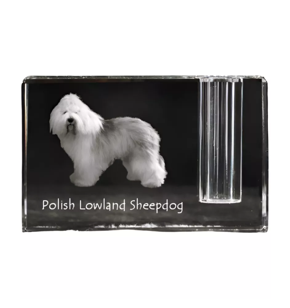 Polski owczarek nizinny penholder kryształowy z psem Art-Dog