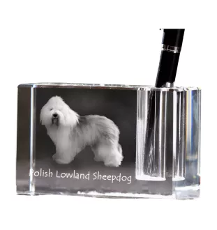 Berger polonais de plaine - Porte-stylos, organiseur en cristal avec photo de chien, décoration de bureau unique par la marque Art-Dog