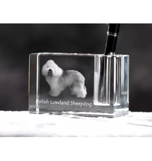 Berger polonais de plaine - Porte-stylos, organiseur en cristal avec photo de chien, décoration de bureau unique par la marque Art-Dog