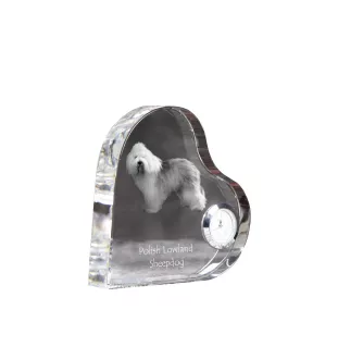 Berger polonais de plaine - horloge en cristal avec une photo de chien, horloge de table en forme de cœur, horloge debout personnalisée de la marque Art-Dog