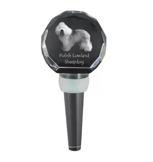 Polish Lowland Sheepdog, PON, Valee Sheepdog - Crystal bottle stopper, unique wine stopper with photo, personalised gift for sommelier by Art-Dog brand