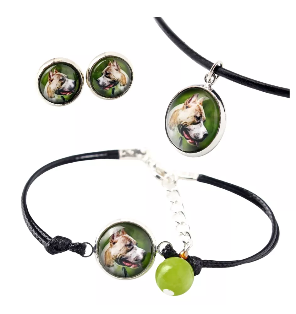 Pit Bull, American Pit Bull Terrier, Pitbull, APBT - Schmuckset in einer Schachtel, Halskette, Ohrringe, Armband, Produkte der Marke Art-Dog