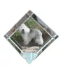 Polish Lowland Sheepdog, PON, Valee Sheepdog - crystal cube with a photo, photo of a horse in crystal, cubic paperweight from Art-Dog brand