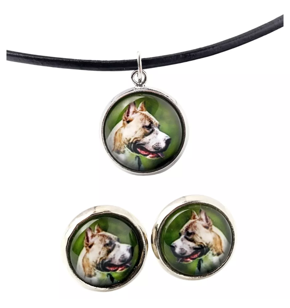 Pit Bull, American Pit Bull Terrier, Pitbull, APBT - Schmuck mit Ihrem Foto-Box, Halskette und Ohrringe-Set, personalisierte Produkte der Marke Art-Dog.