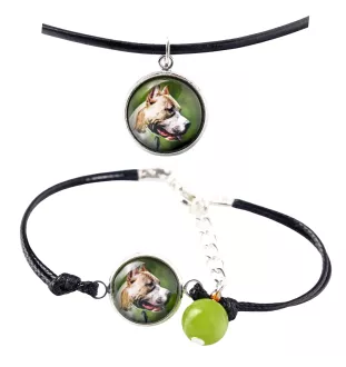 Pit Bull, American Pit Bull Terrier, Pitbull, APBT - Schmuckset mit Ihrem Foto, handgefertigtes Set, Armband und Halskette von Art.-Dog.