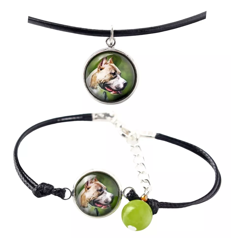 Pit Bull, American Pit Bull Terrier, Pitbull Terrier, APBT - a set of jewelry with your photo, handmade set, bracelet and necklace by Art.-Dog brand