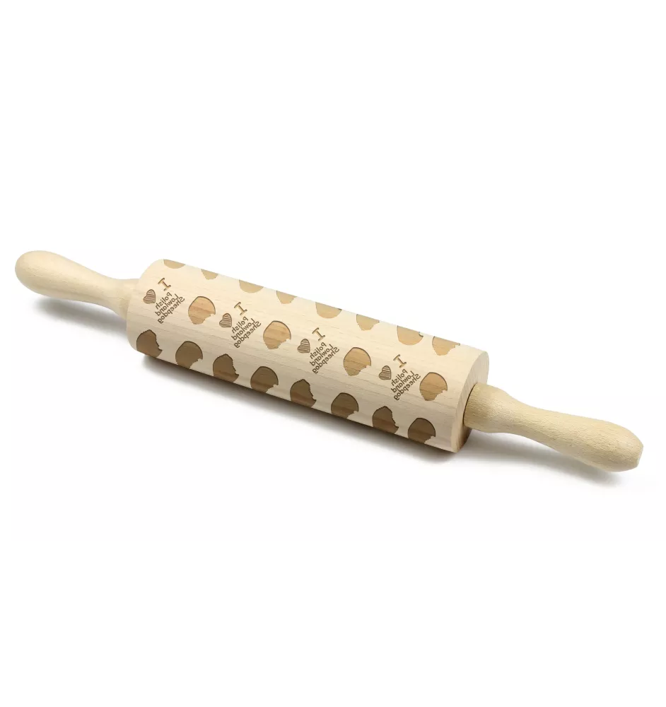 Polish Lowland Sheepdog, PON, Valee Sheepdog - patterned rolling pin with a dog, rolling pin for dough and ceramics, a gift for a pastry chef from the Art-Dog brand
