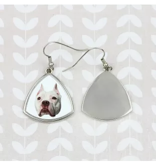 Pit Bull, American Pit Bull Terrier, Pitbull, APBT - boucles d'oreilles avec une photo et un motif de chien géométrique Art-Dog