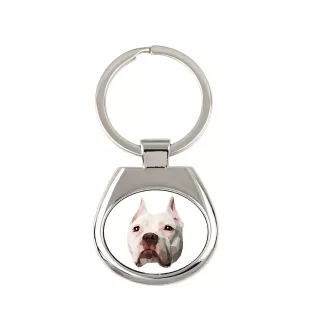 Pit Bull, American Pit Bull Terrier, Pitbull Terrier, APBT - geometric keychain with a photo and the inscription Art-Dog