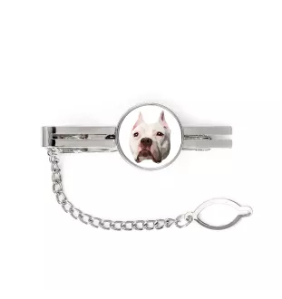 Pit Bull, American Pit Bull Terrier, Pitbull, APBT - geometrische Krawattennadel mit Bild und Schriftzug von Art-Dog