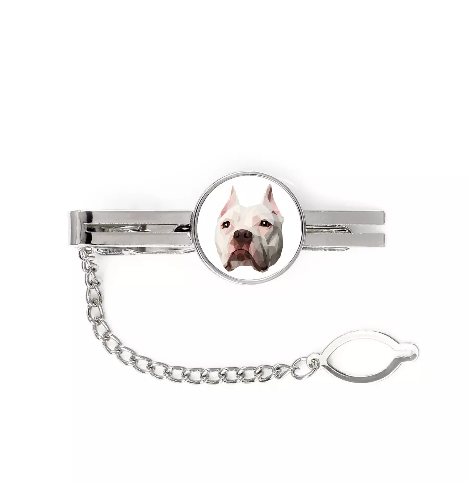 Pit Bull, American Pit Bull Terrier, Pitbull, APBT - épingle de cravate géométrique avec photo et inscription Art-Dog