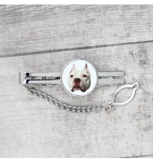 Pit Bull, American Pit Bull Terrier, Pitbull Terrier, APBT - geometric tie clip with a picture and inscription from Art-Dog
