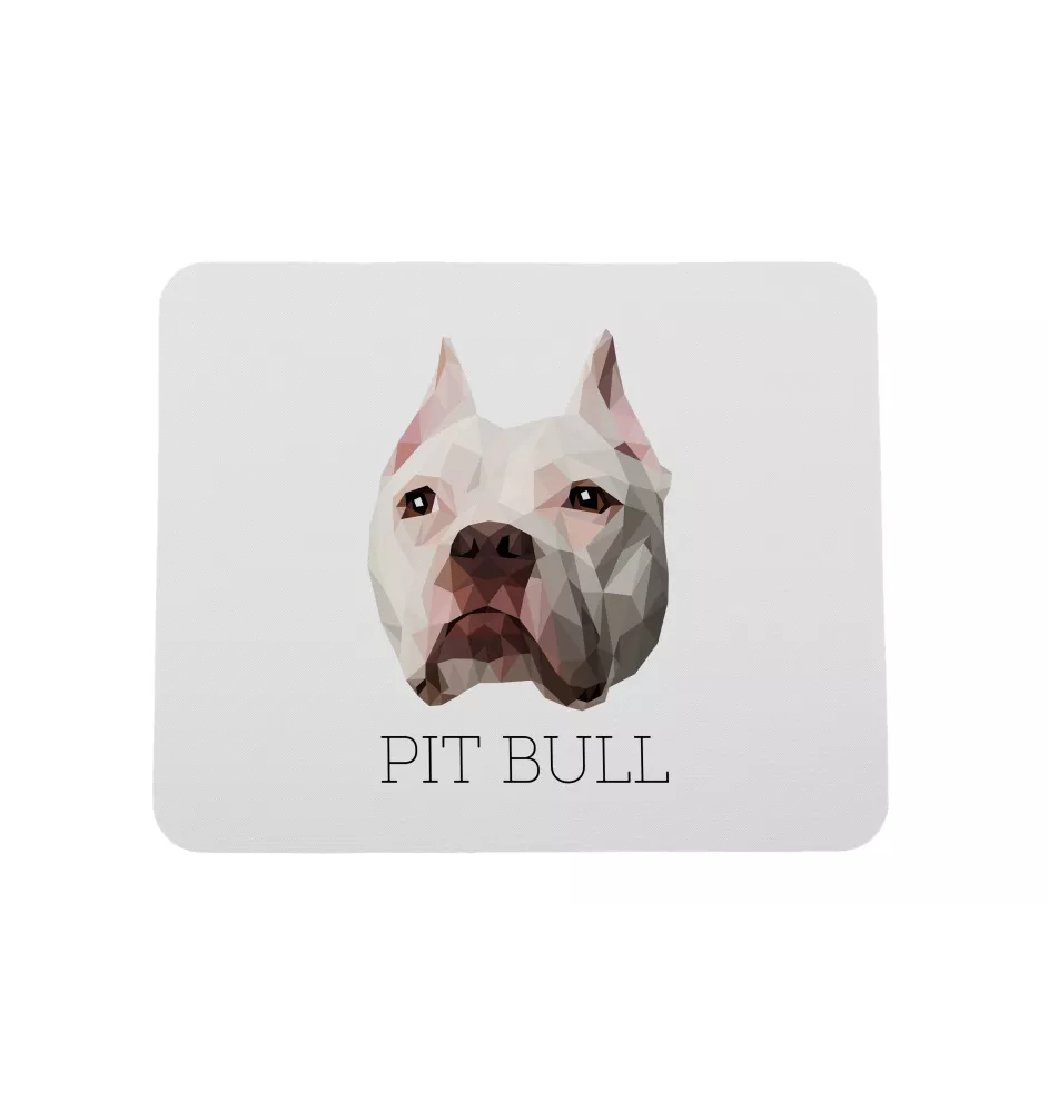Pit Bull, American Pit Bull Terrier, Pitbull Terrier, APBT - geometric mouse pad with a picture and text by Art-Dog