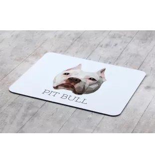 Pit Bull, American Pit Bull Terrier, Pitbull, APBT - tapis de souris géométrique avec photo et inscription Art-Dog
