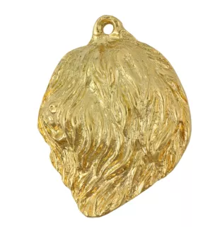 Berger polonais de plaine - porte-clés et collier avec chien dans une boîte, produit plaqué or de haute qualité, marque Art-Dog